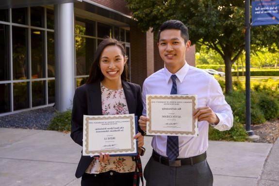 Two PharmD students at Pharmacy Scholarship Ceremony