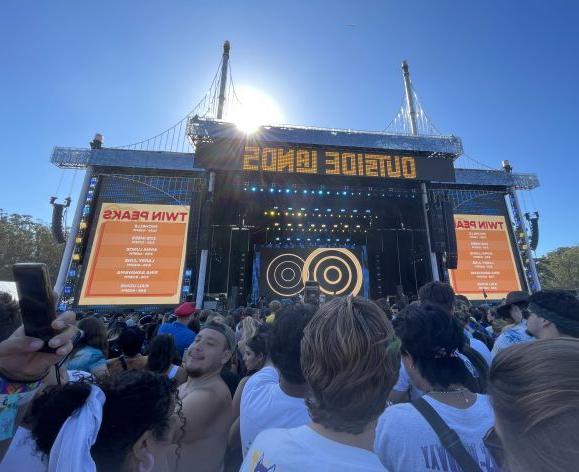 a music festival stage and crowd